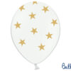 Lateks balon bijeli s tiskom zvjezdice 30cm, 6 komada