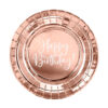 Papirnati tanjuri rose gold happy birthday, 6 komada