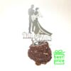 Topper za tortu akrilni Bride Groom silueta srebrni , 18 cm