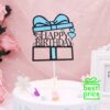 Topper za tortu kartonski Happy birthday poklon plavi, 18 cm - Slika 2