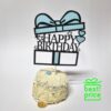 Topper za tortu kartonski Happy birthday poklon plavi, 18 cm