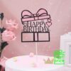 Topper za tortu kartonski Happy birthday poklon rozi, 18 cm - Slika 2