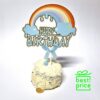 Topper za tortu kartonski Happy birthday duga plavi, 18 cm