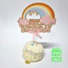 Topper za tortu kartonski Happy birthday duga rozi, 18 cm