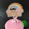 Topper za tortu kartonski Happy birthday duga rozi, 18 cm - Slika 2