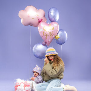 Folija balon Baby Girl Heart Stars 64 cm - Slika 2
