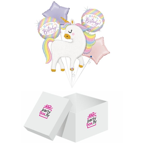 Buket od 5 folija balonaGlitter Pastel Unicorn