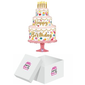 Folija balon Rođendanska torta roza 84 cm