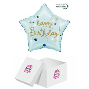 Folija balon sretan rođendan plava zvijezda 46 cm