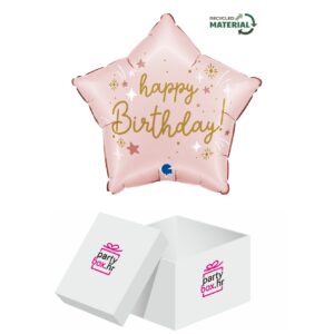 Folija balon sretan rođendan roza zvijezda 46 cm