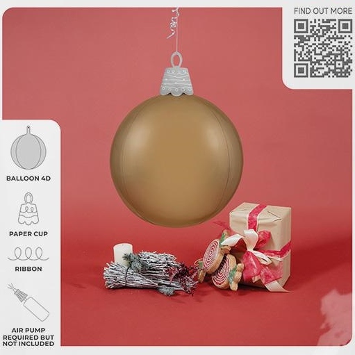 Folija balon Božićna kuglica Platinum Champagne 4D 53 cm - Slika 2