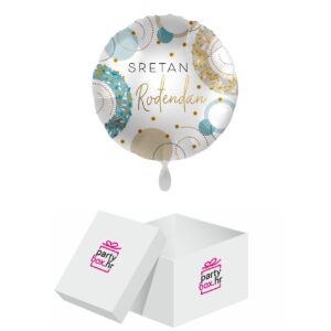 Folija balon Sretan rođendan zlatno plavi, 43 cm