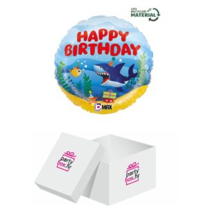 Folija balon Happy Birthday morski pas, 46cm