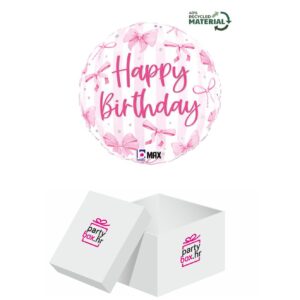 Folija balon Happy Birthday mašnice, 46cm