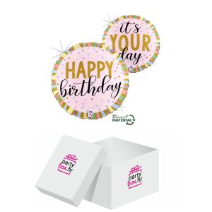 Folija balon Happy birthday pastel rozi, 46cm