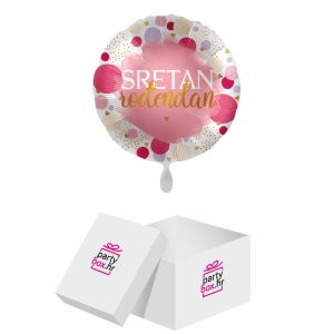 Folija balon Sretan rođendan roze točkice, 43 cm