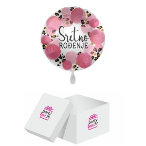 Folija balon Sretno rođenje leopard rozi, 46cm