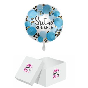 Folija balon Sretno rođenje leopard plavi, 46cm