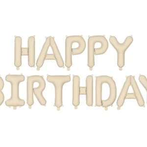 Folija balon slova happy birthday bež, 340 x 35 cm