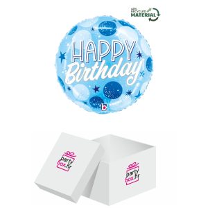 Folija balon happy birthday plavi svjetluckavi, 46cm
