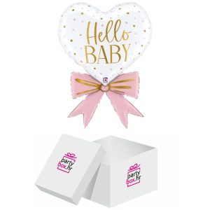 Folija balon Hello Baby mašna roza, 76cm