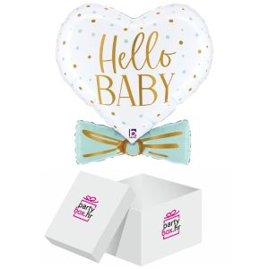 Folija balon Hello baby mašna plava, 74cm